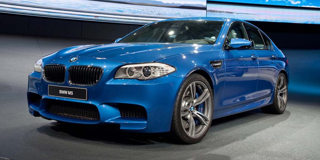 Blue BMW M5 in private car storage at Auto Concierge in southern California