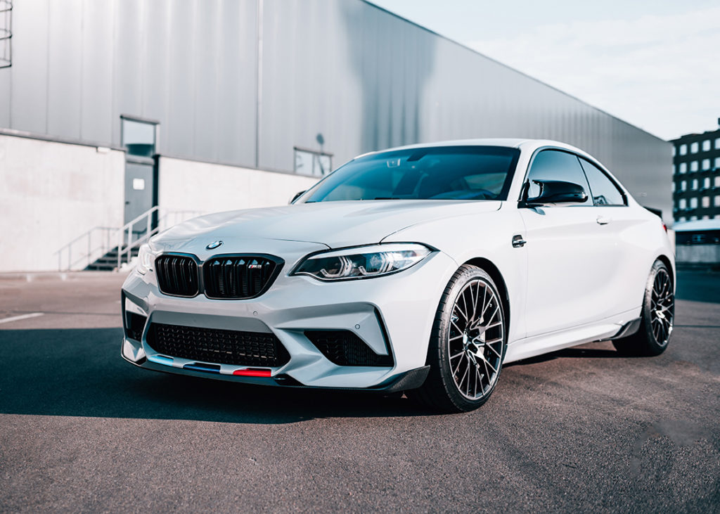 White BMW M3 at Auto Concierge's collector car storage facility in Montana